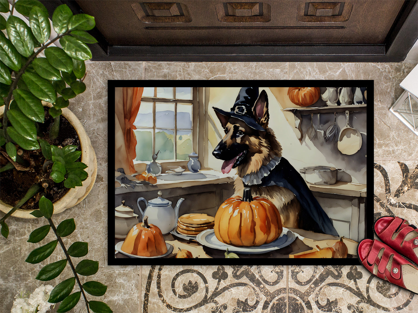 German Shepherd Fall Kitchen Pumpkins Doormat