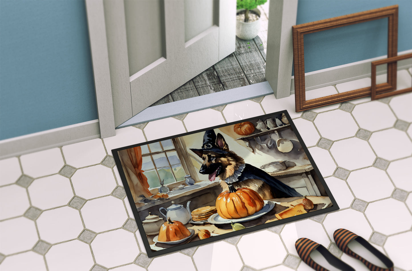 German Shepherd Fall Kitchen Pumpkins Doormat