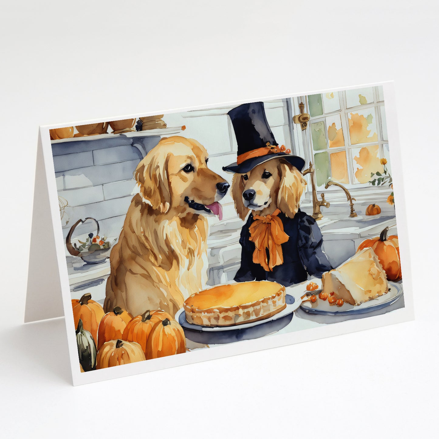Buy this Golden Retriever Fall Kitchen Pumpkins Greeting Cards Pack of 8