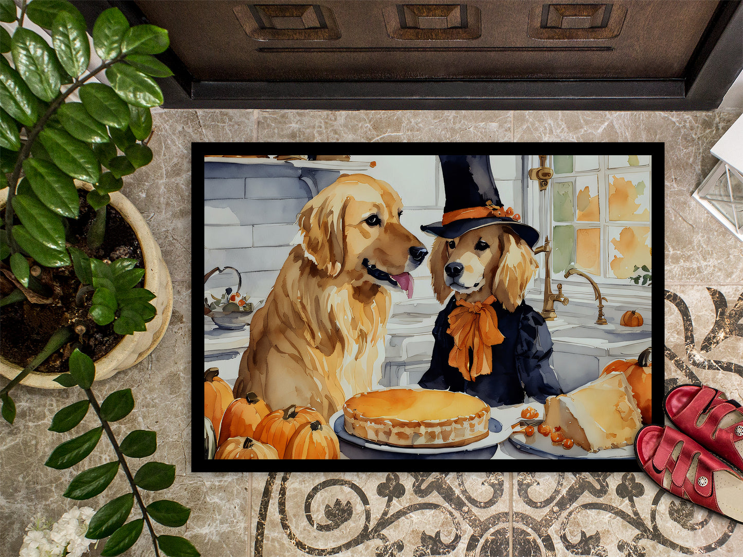 Golden Retriever Fall Kitchen Pumpkins Doormat