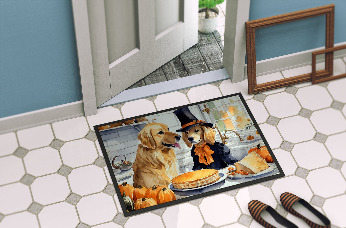 Golden Retriever Fall Kitchen Pumpkins Doormat