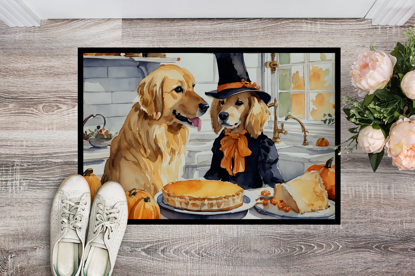 Golden Retriever Fall Kitchen Pumpkins Doormat