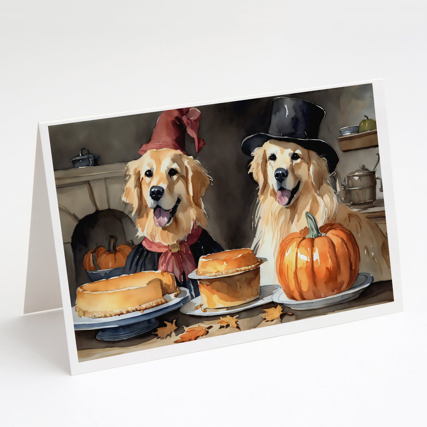 Buy this Golden Retriever Fall Kitchen Pumpkins Greeting Cards Pack of 8