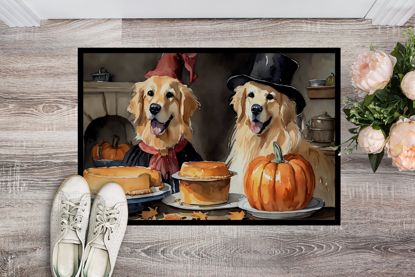 Golden Retriever Fall Kitchen Pumpkins Doormat