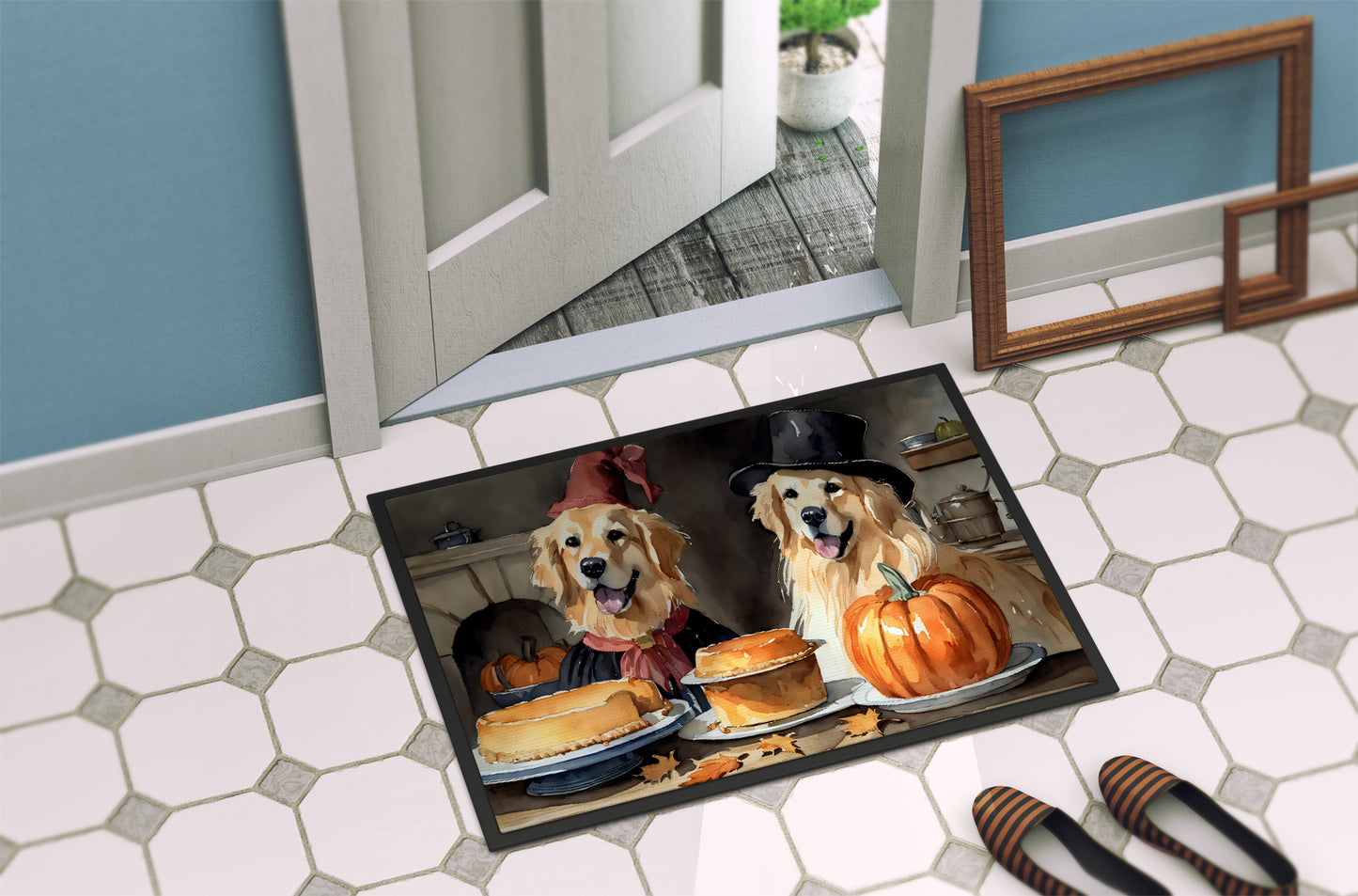 Golden Retriever Fall Kitchen Pumpkins Doormat