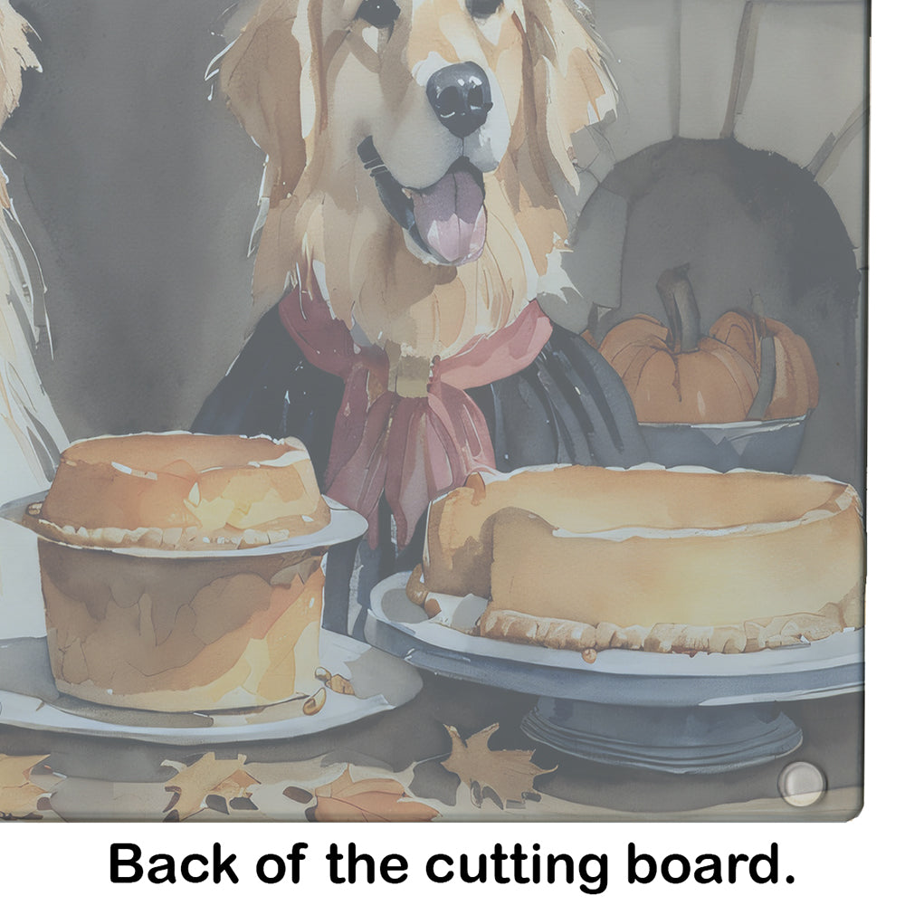 Golden Retriever Fall Kitchen Pumpkins Glass Cutting Board