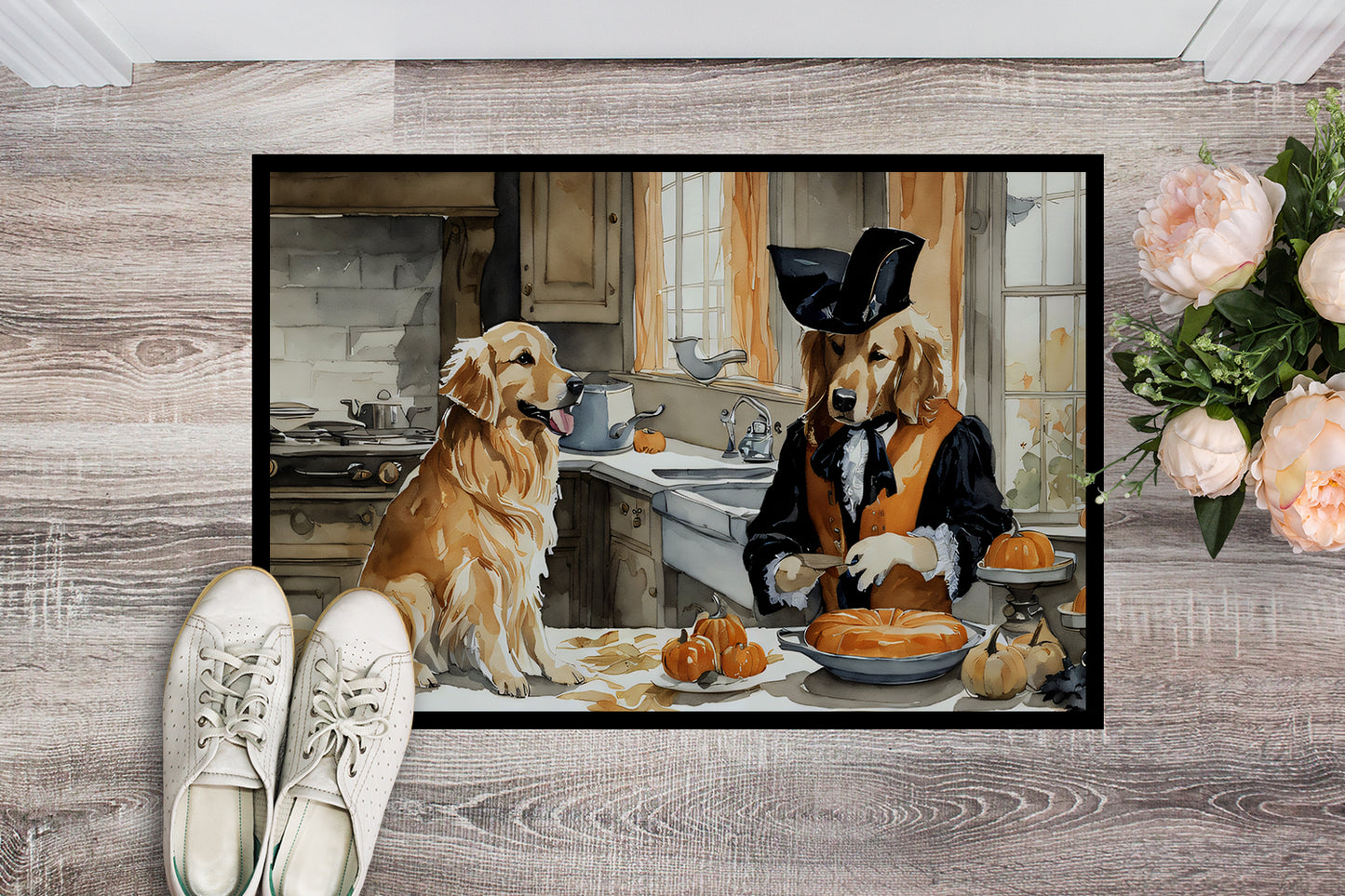 Golden Retriever Fall Kitchen Pumpkins Doormat