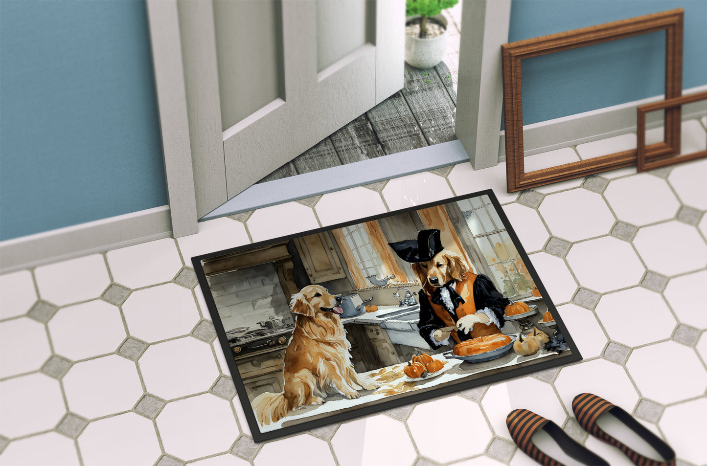 Golden Retriever Fall Kitchen Pumpkins Doormat