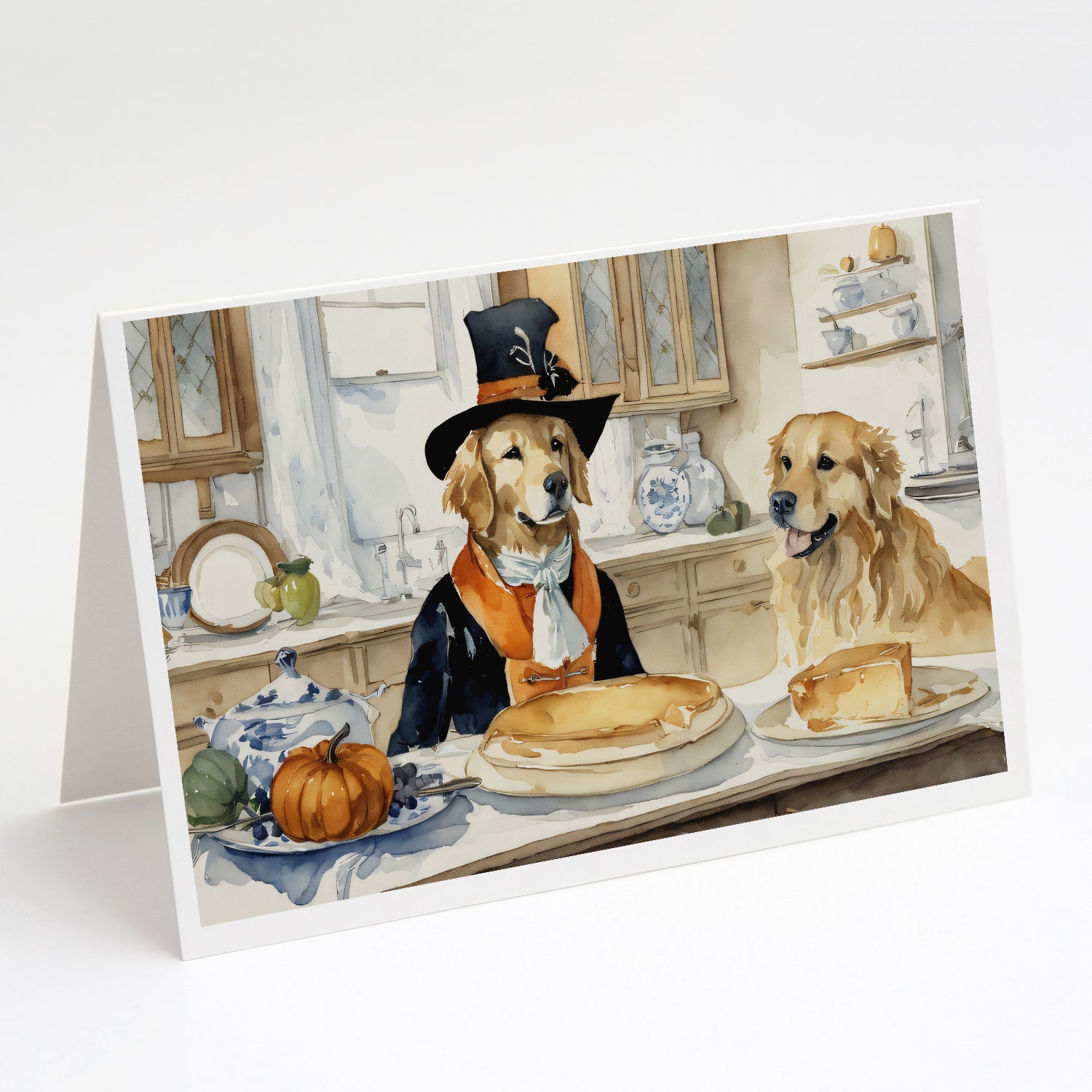 Buy this Golden Retriever Fall Kitchen Pumpkins Greeting Cards Pack of 8