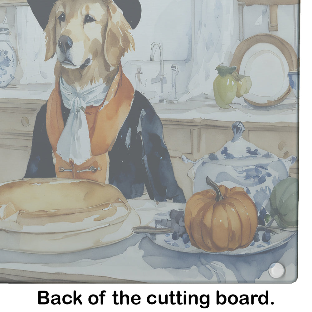 Golden Retriever Fall Kitchen Pumpkins Glass Cutting Board