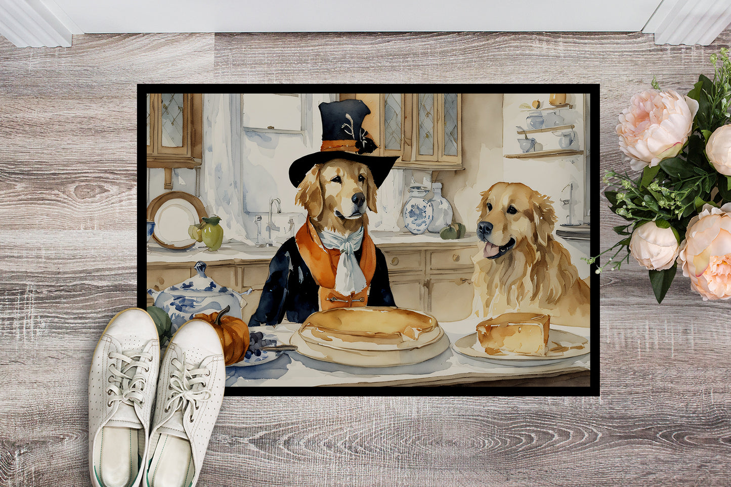 Golden Retriever Fall Kitchen Pumpkins Doormat