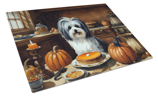 Buy this Havanese Fall Kitchen Pumpkins Glass Cutting Board