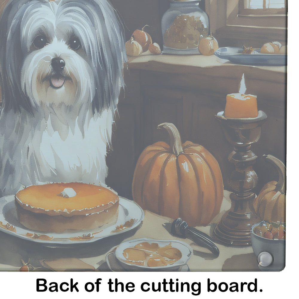 Havanese Fall Kitchen Pumpkins Glass Cutting Board