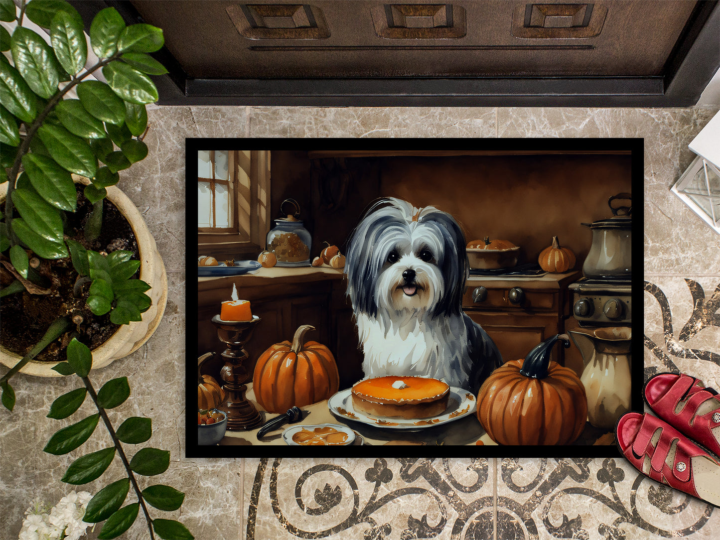 Havanese Fall Kitchen Pumpkins Doormat