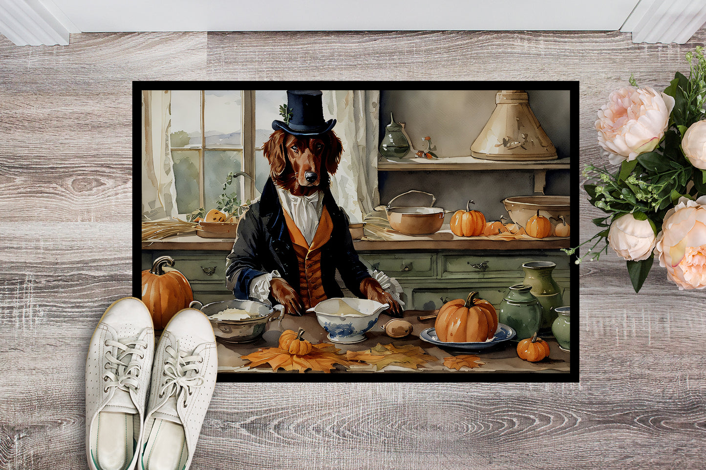 Irish Setter Fall Kitchen Pumpkins Doormat