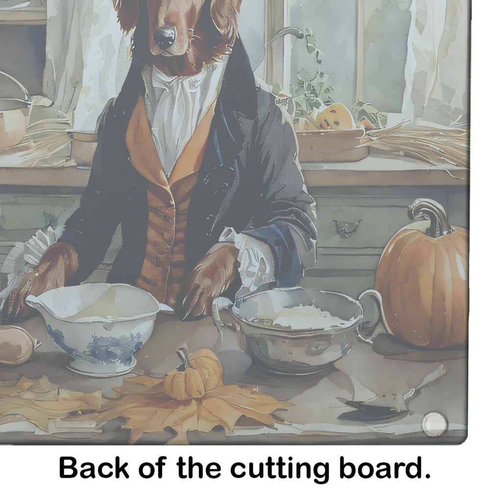 Irish Setter Fall Kitchen Pumpkins Glass Cutting Board