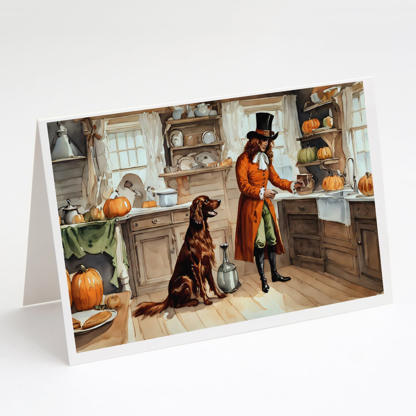 Buy this Irish Setter Fall Kitchen Pumpkins Greeting Cards Pack of 8