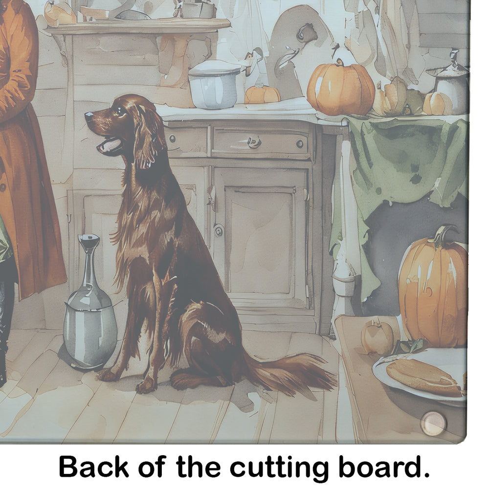 Irish Setter Fall Kitchen Pumpkins Glass Cutting Board