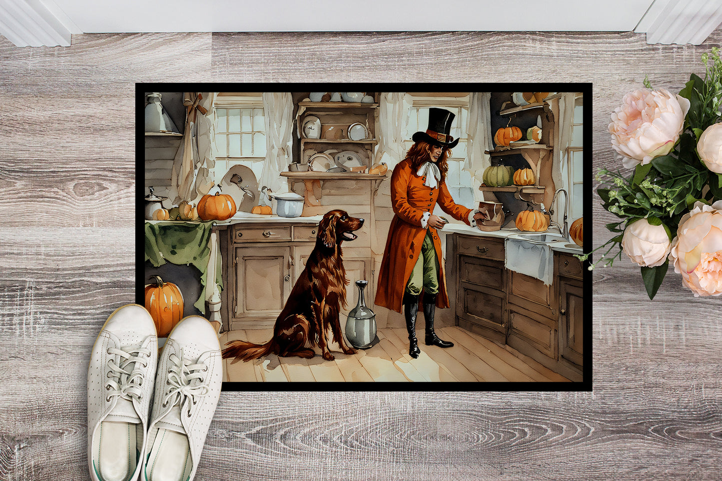 Irish Setter Fall Kitchen Pumpkins Doormat