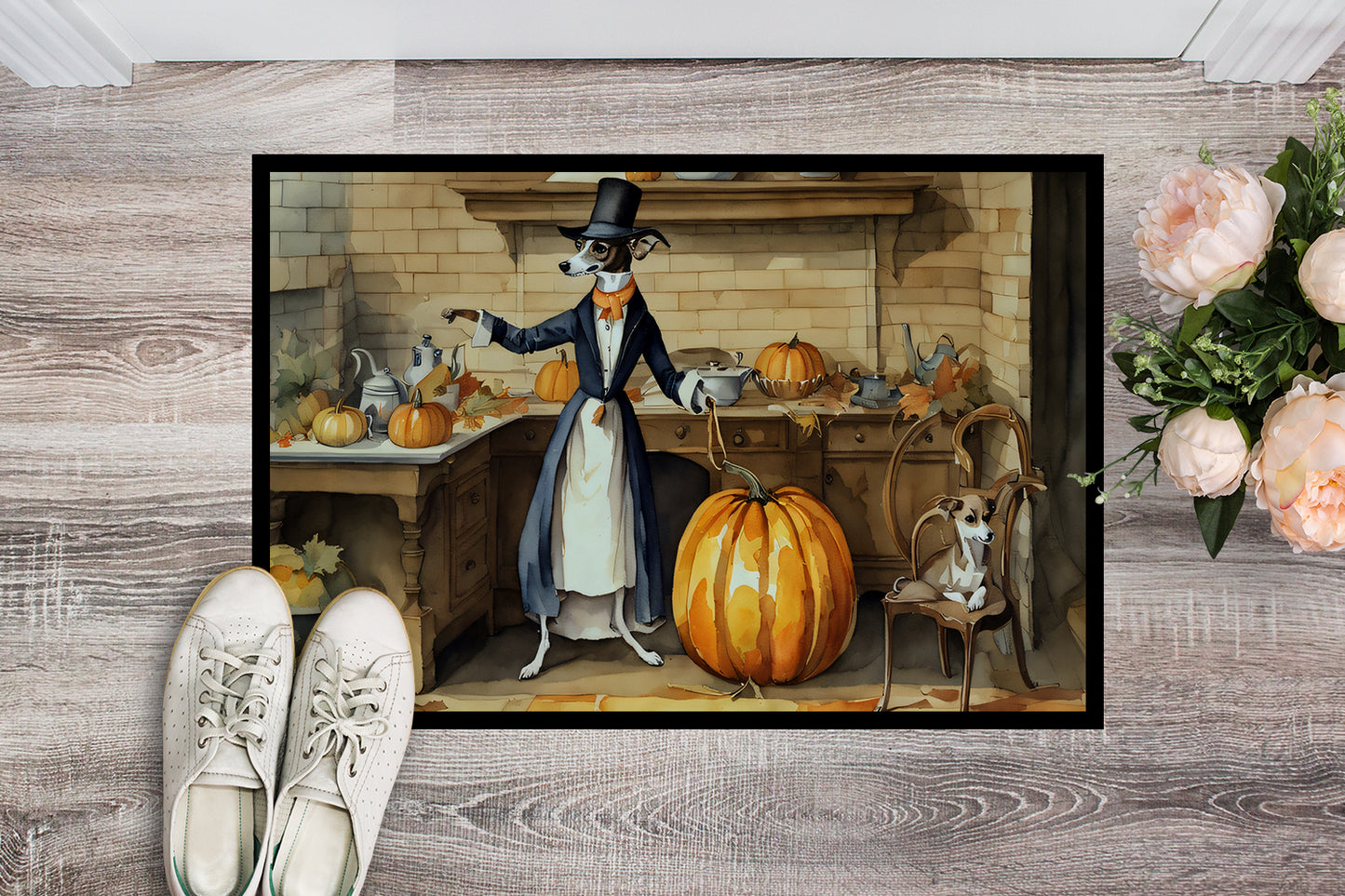 Italian Greyhound Fall Kitchen Pumpkins Doormat