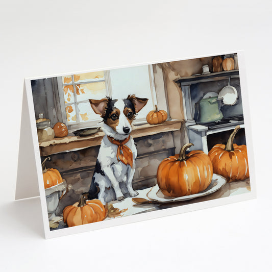 Buy this Jack Russell Terrier Fall Kitchen Pumpkins Greeting Cards Pack of 8