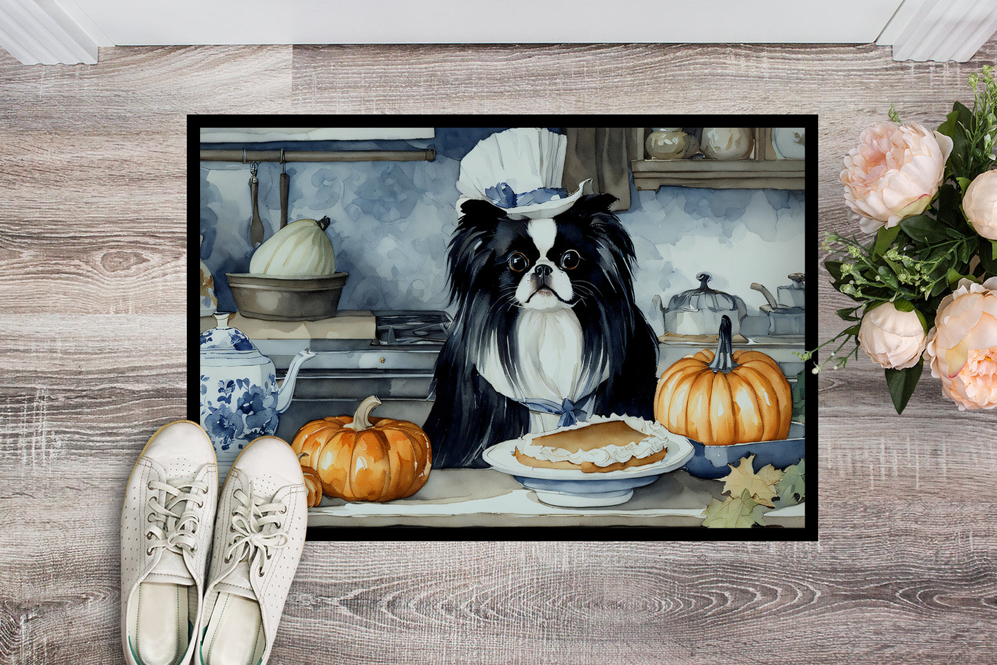 Japanese Chin Fall Kitchen Pumpkins Doormat