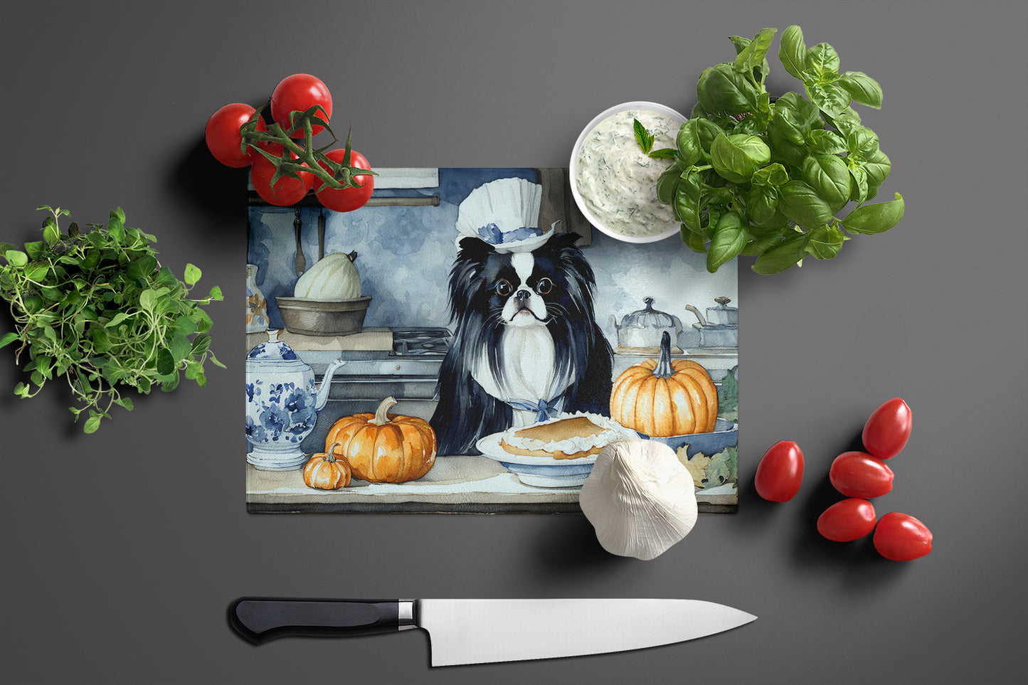 Japanese Chin Fall Kitchen Pumpkins Glass Cutting Board