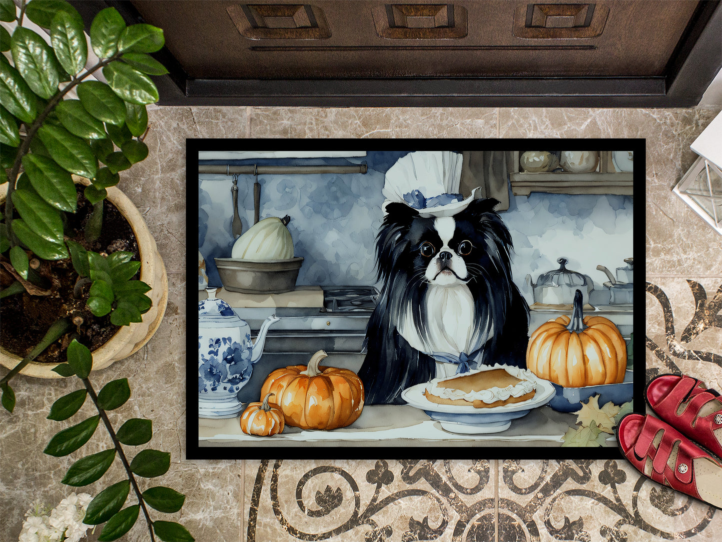 Japanese Chin Fall Kitchen Pumpkins Doormat