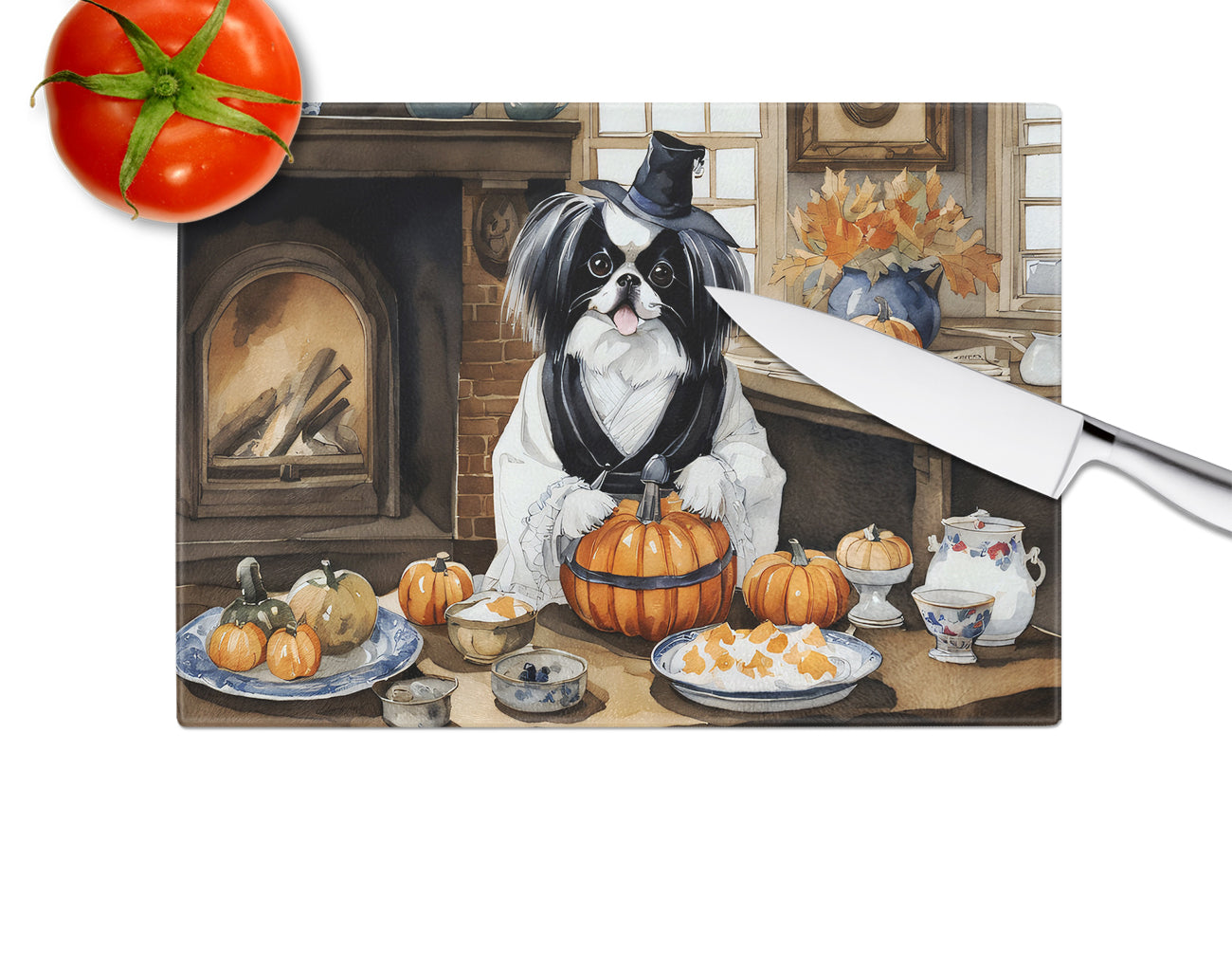 Japanese Chin Fall Kitchen Pumpkins Glass Cutting Board