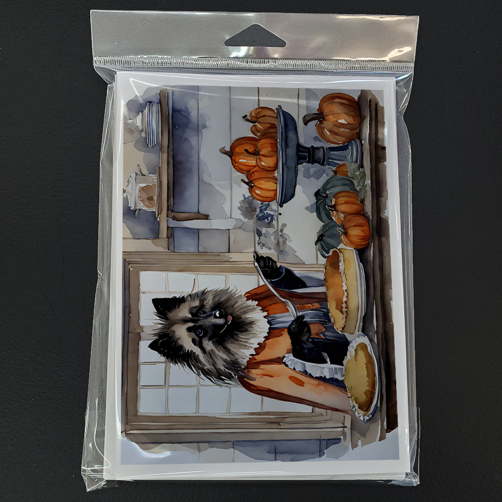 Keeshond Fall Kitchen Pumpkins Greeting Cards Pack of 8