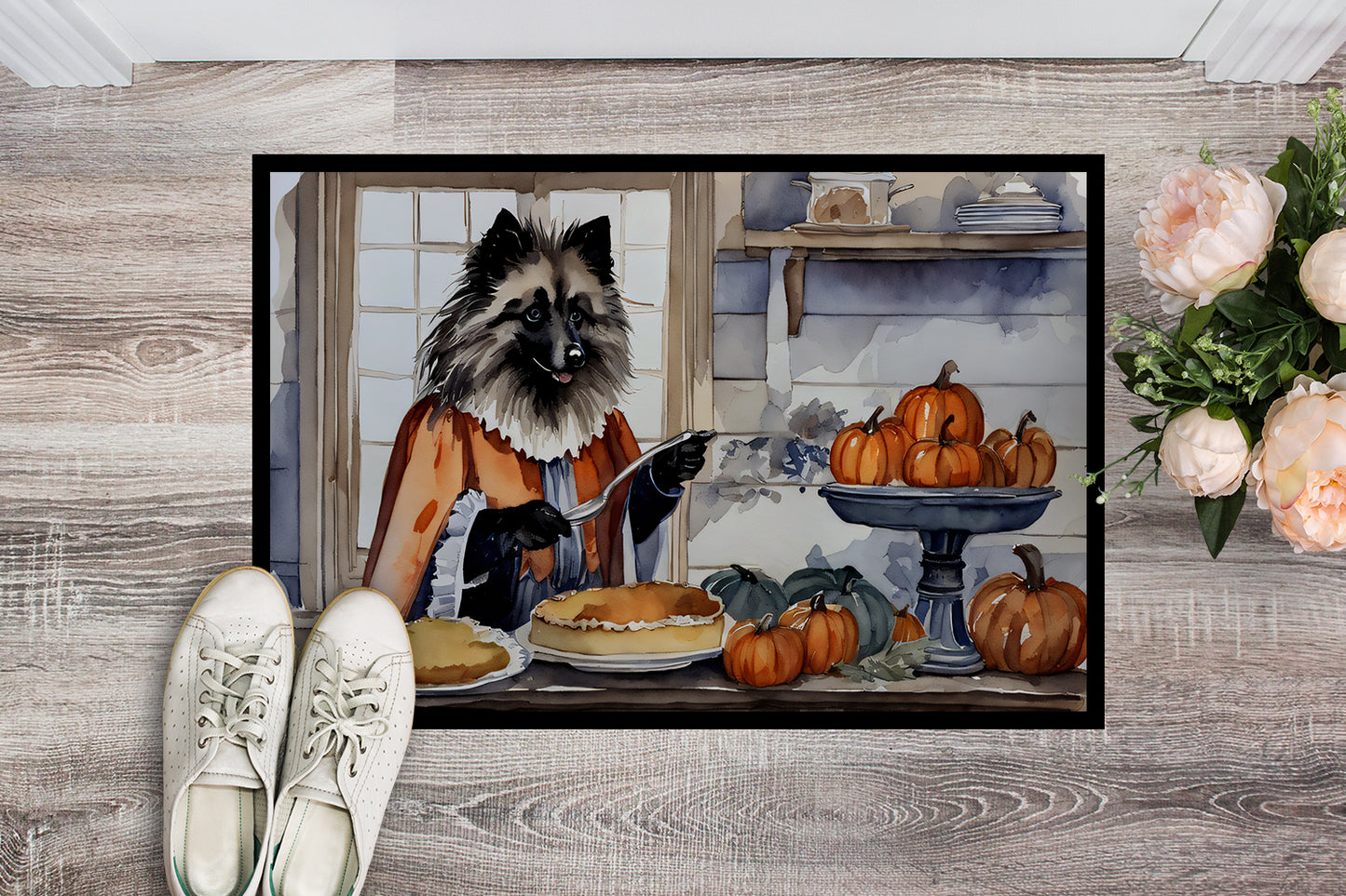 Keeshond Fall Kitchen Pumpkins Doormat