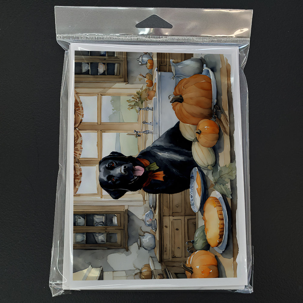 Black Lab Fall Kitchen Pumpkins Greeting Cards Pack of 8