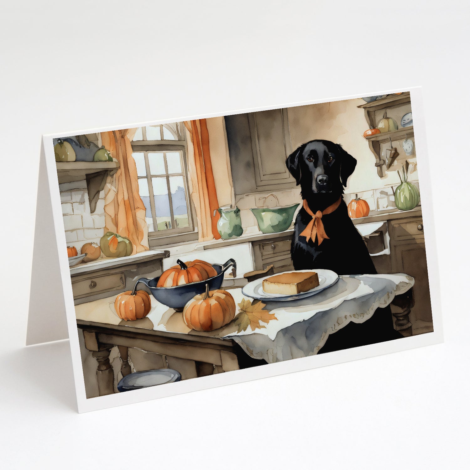 Buy this Black Lab Fall Kitchen Pumpkins Greeting Cards Pack of 8