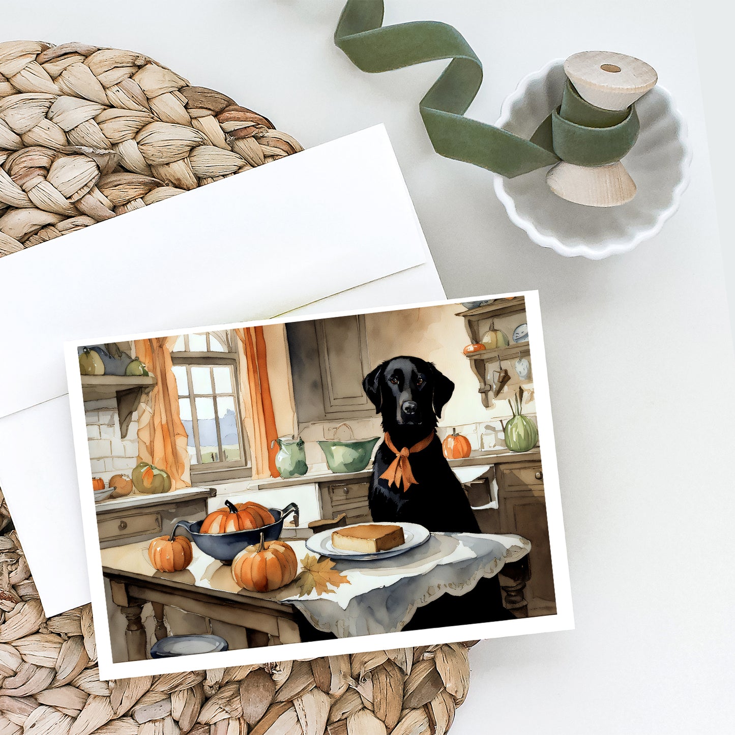 Black Lab Fall Kitchen Pumpkins Greeting Cards Pack of 8