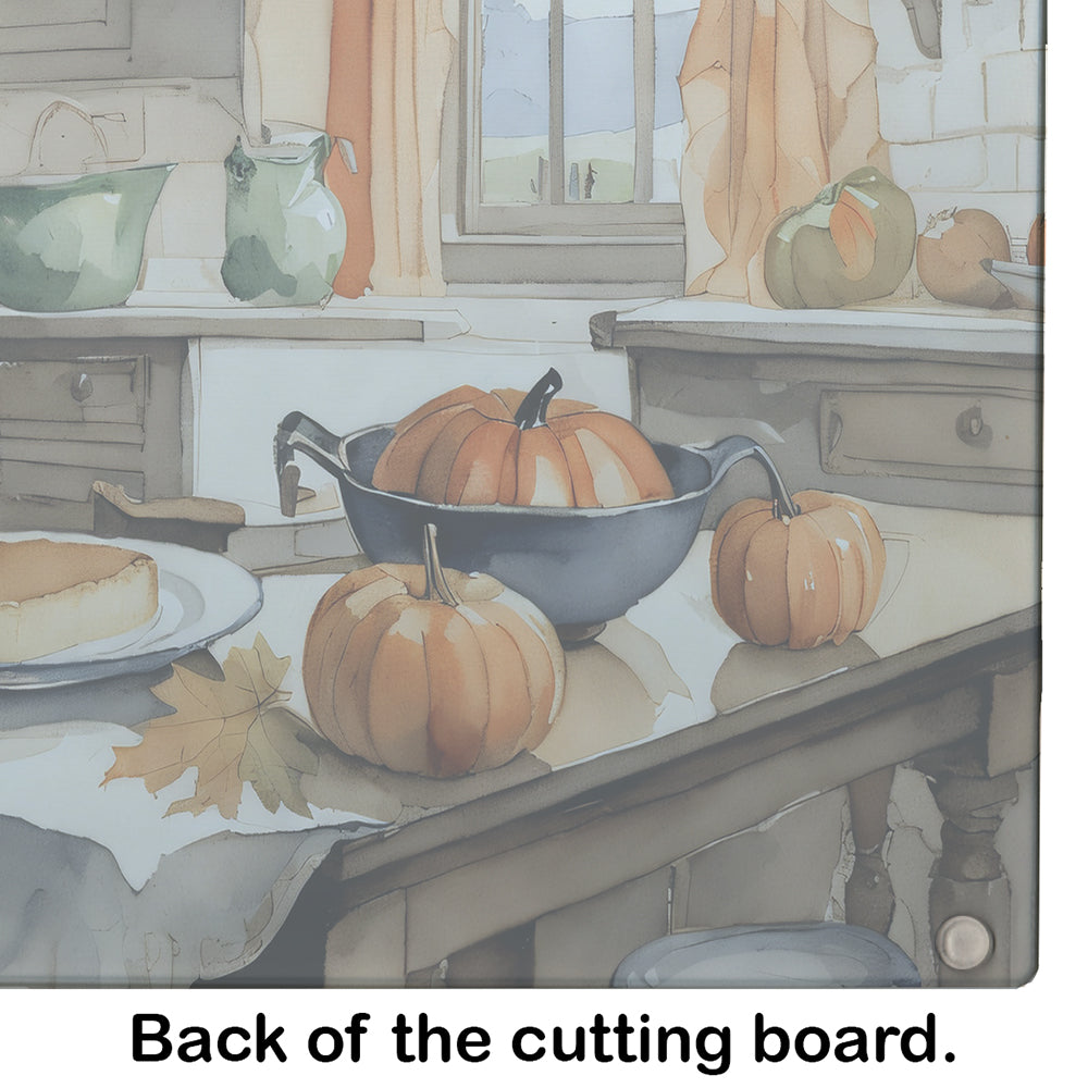 Black Lab Fall Kitchen Pumpkins Glass Cutting Board