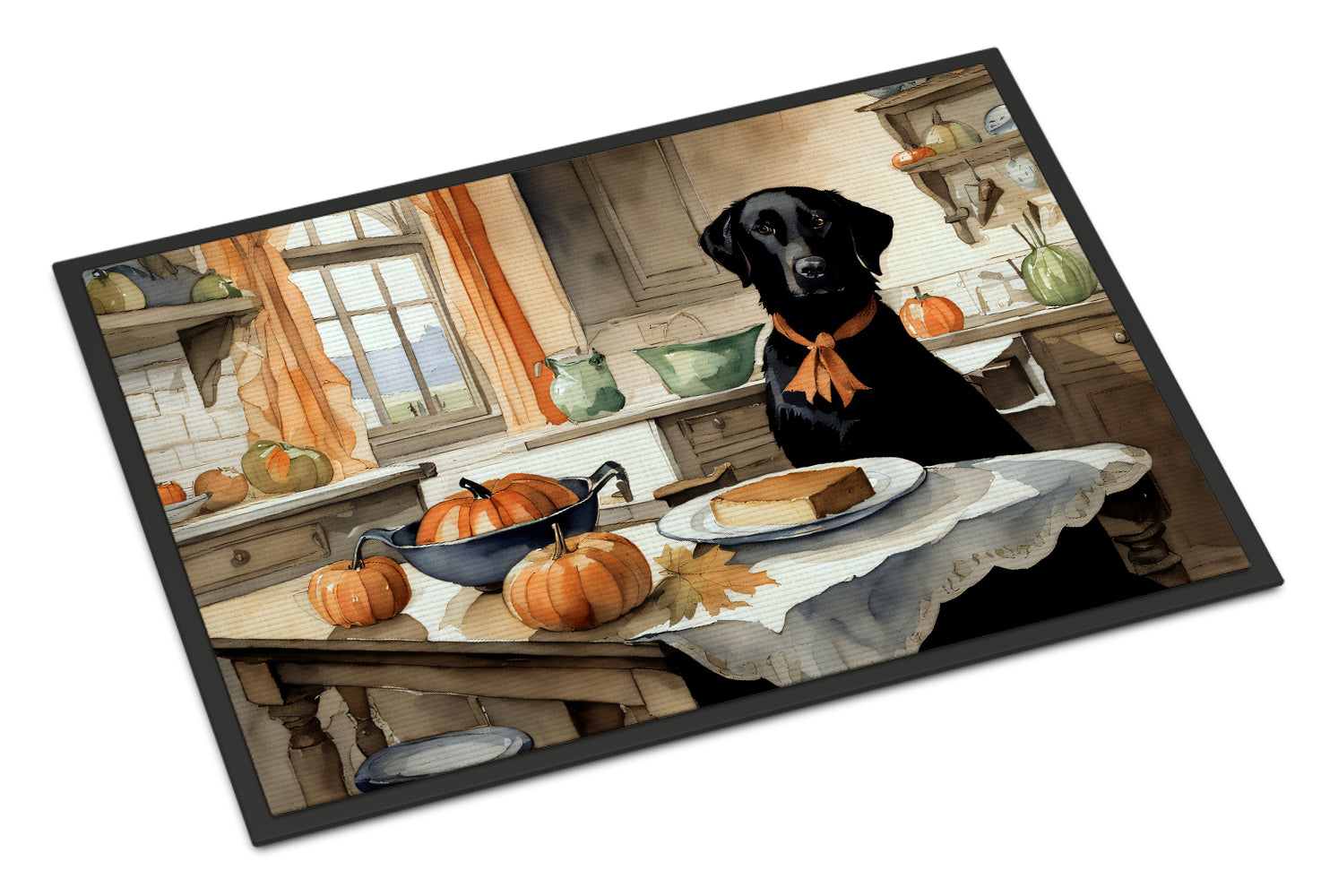 Buy this Black Lab Fall Kitchen Pumpkins Doormat