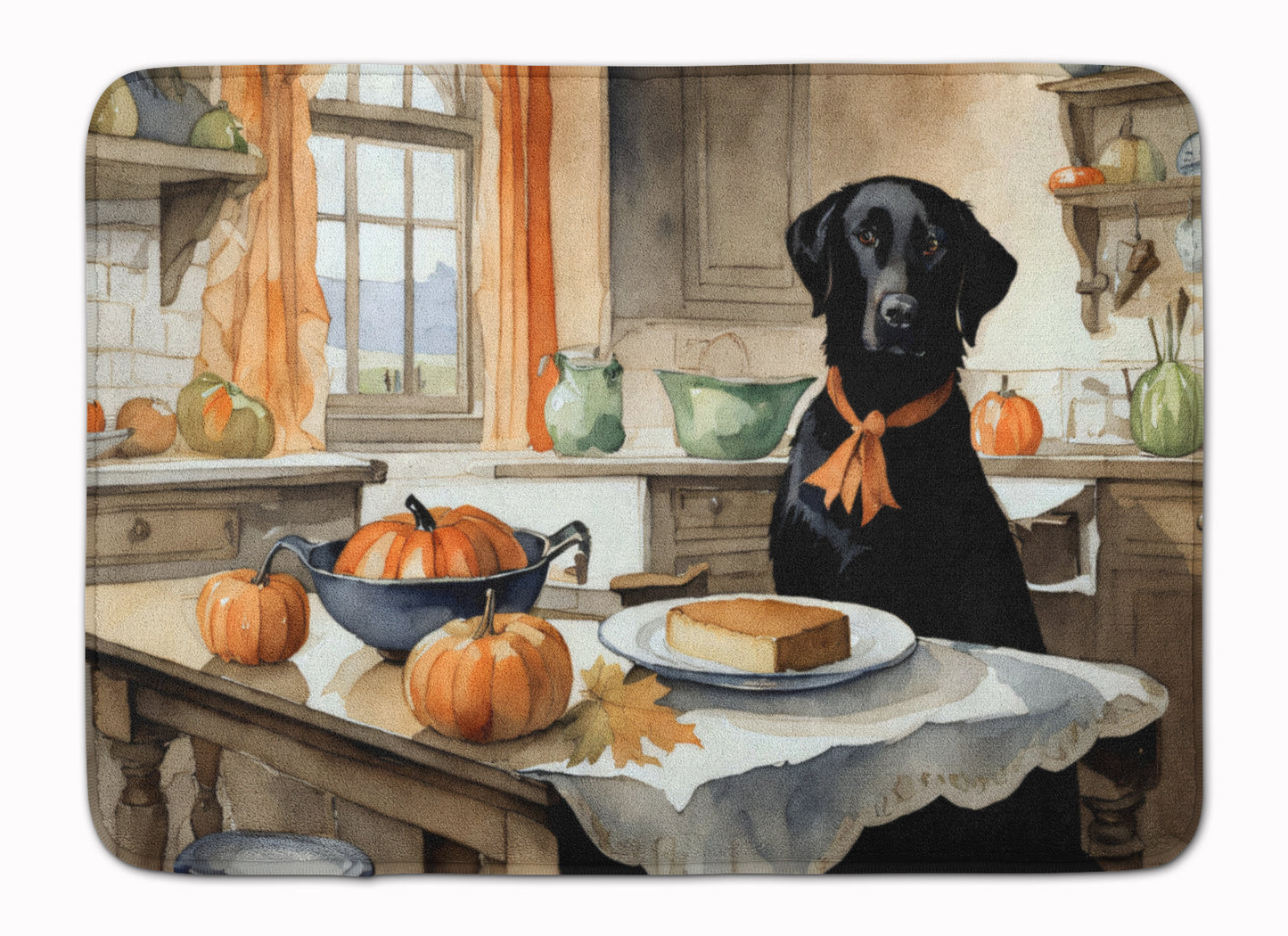 Buy this Black Lab Fall Kitchen Pumpkins Memory Foam Kitchen Mat