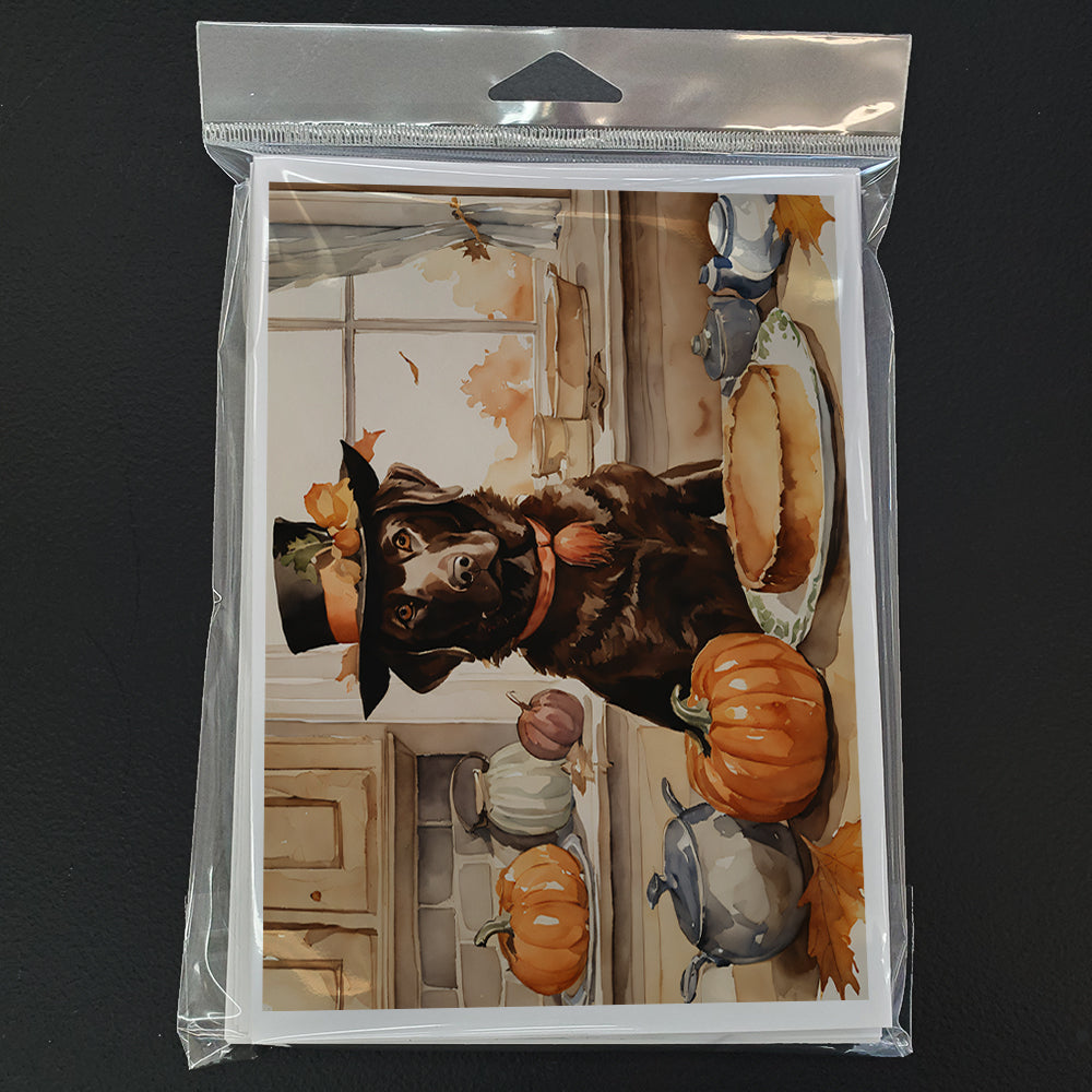 Chocolate Lab Fall Kitchen Pumpkins Greeting Cards Pack of 8