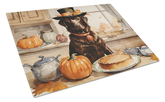 Buy this Chocolate Lab Fall Kitchen Pumpkins Glass Cutting Board