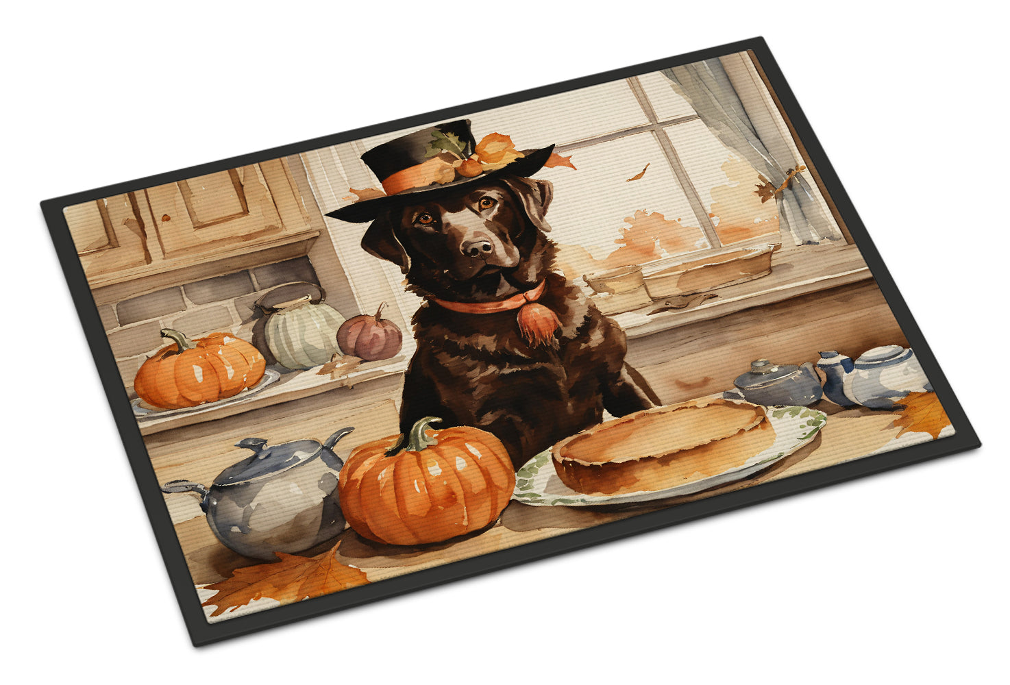 Buy this Chocolate Lab Fall Kitchen Pumpkins Doormat