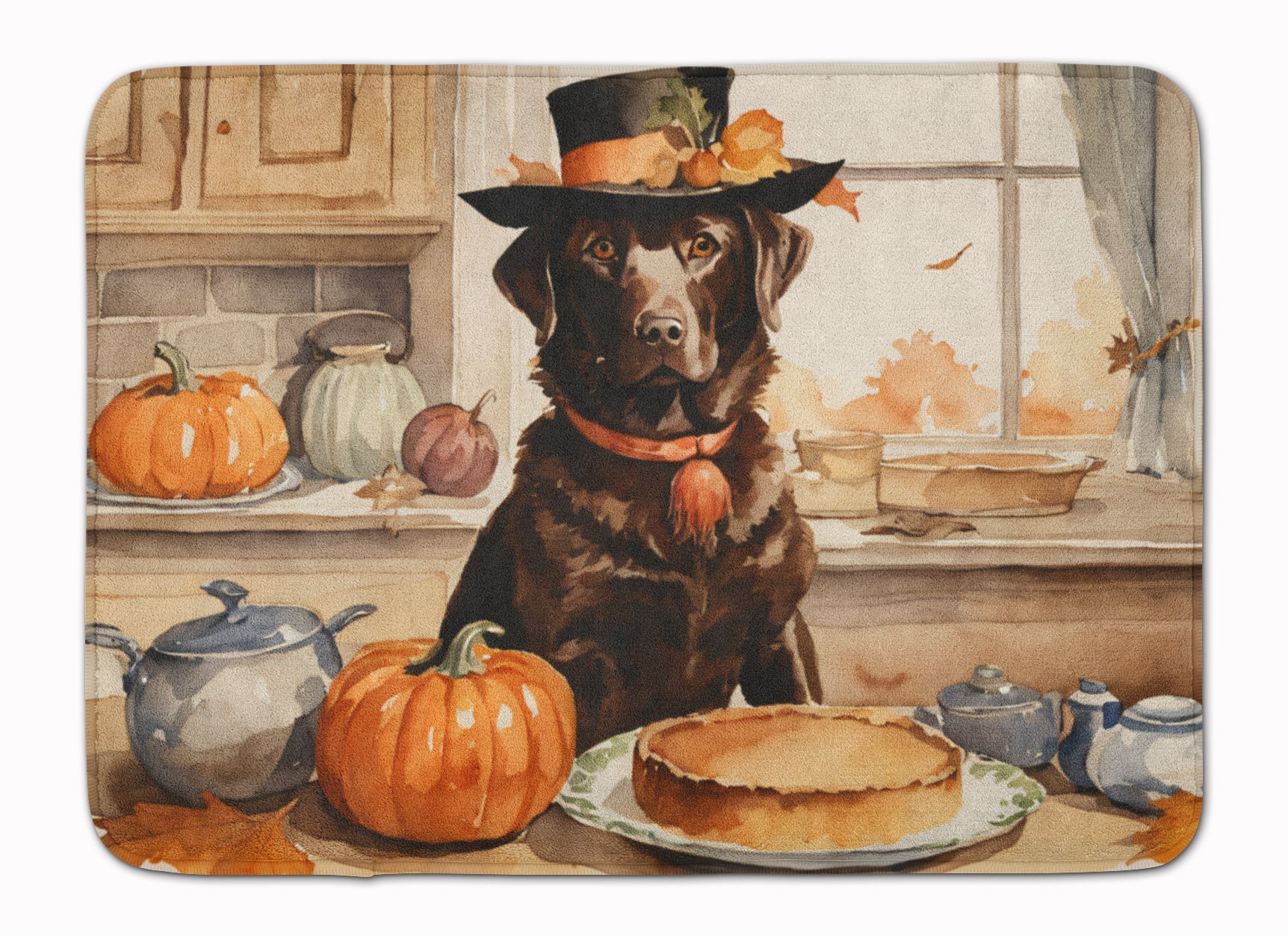 Buy this Chocolate Lab Fall Kitchen Pumpkins Memory Foam Kitchen Mat