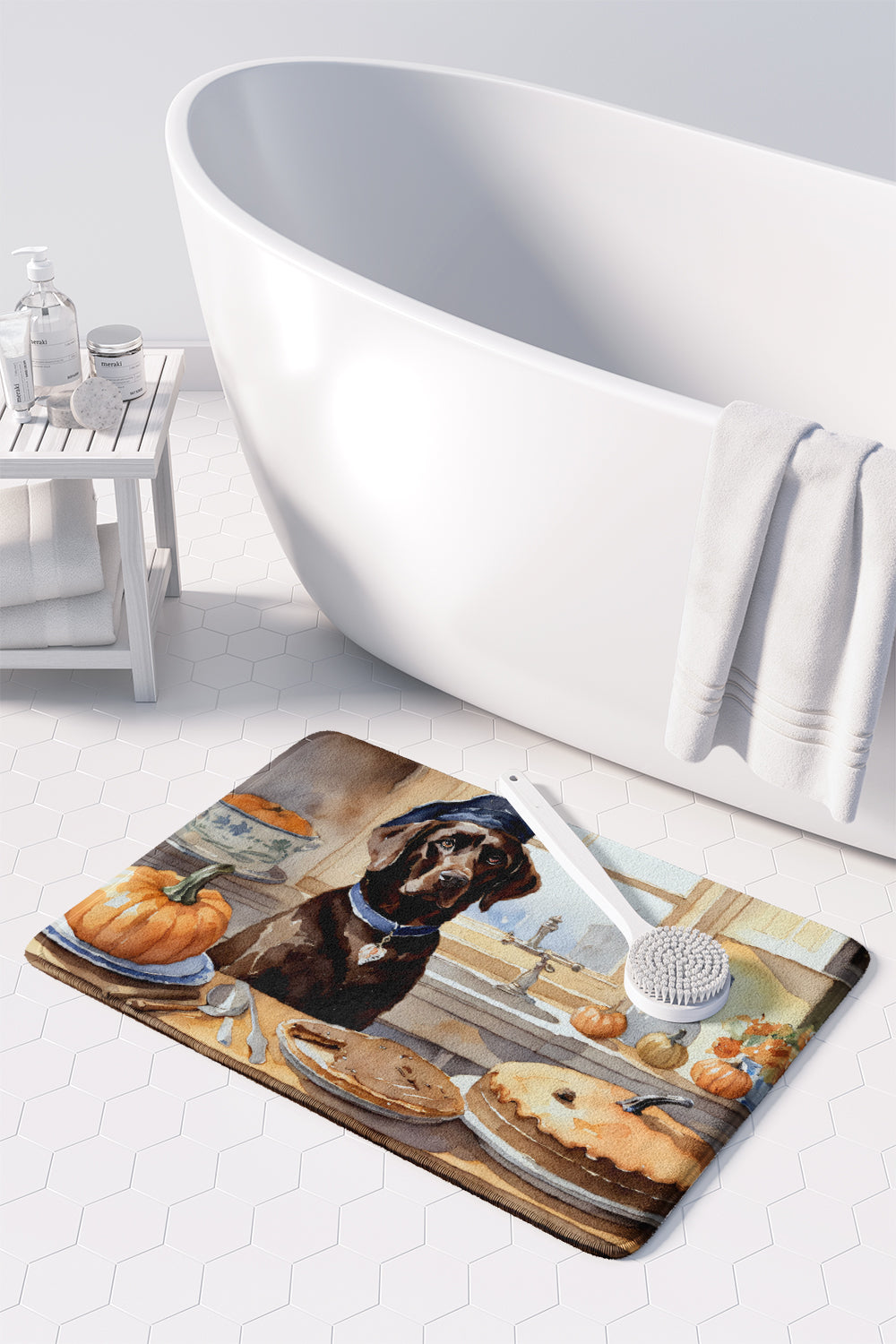 Chocolate Lab Fall Kitchen Pumpkins Memory Foam Kitchen Mat