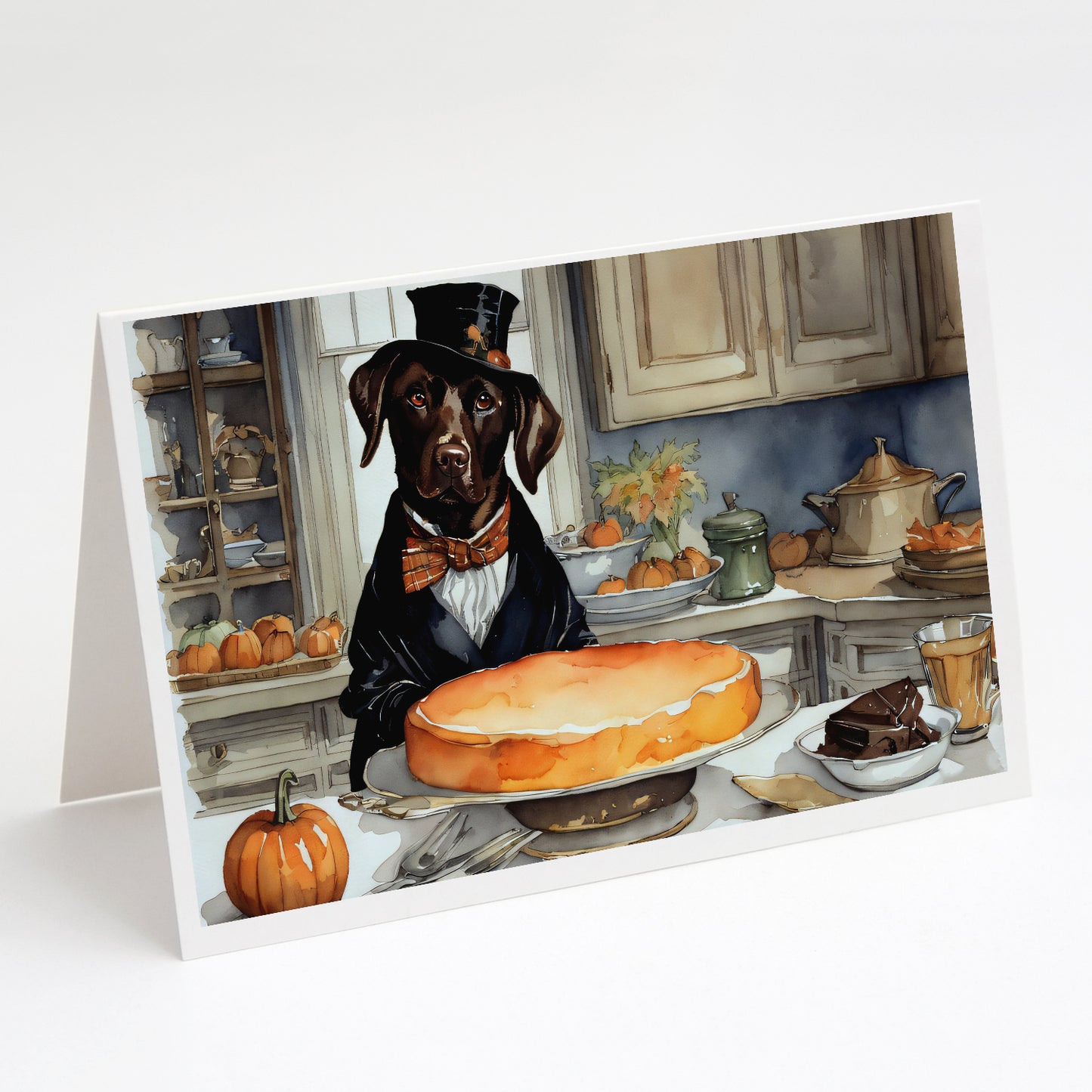 Buy this Chocolate Lab Fall Kitchen Pumpkins Greeting Cards Pack of 8