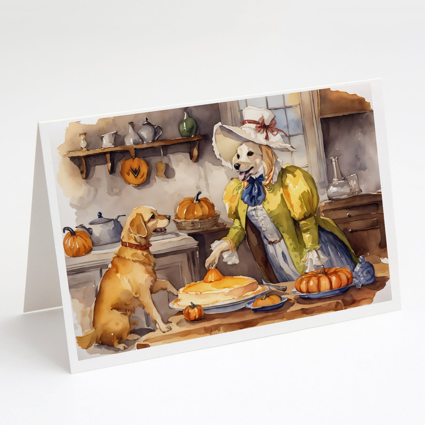 Buy this Yellow Lab Fall Kitchen Pumpkins Greeting Cards Pack of 8