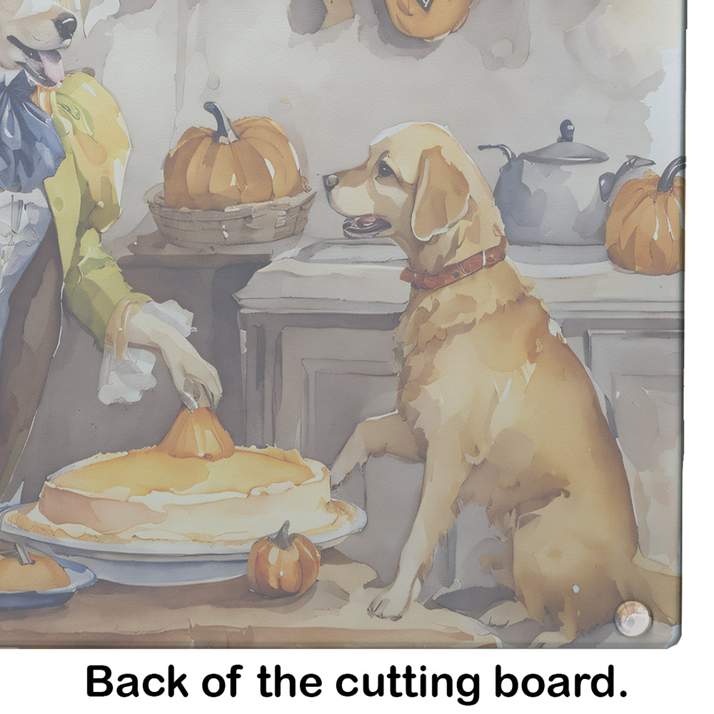 Yellow Lab Fall Kitchen Pumpkins Glass Cutting Board