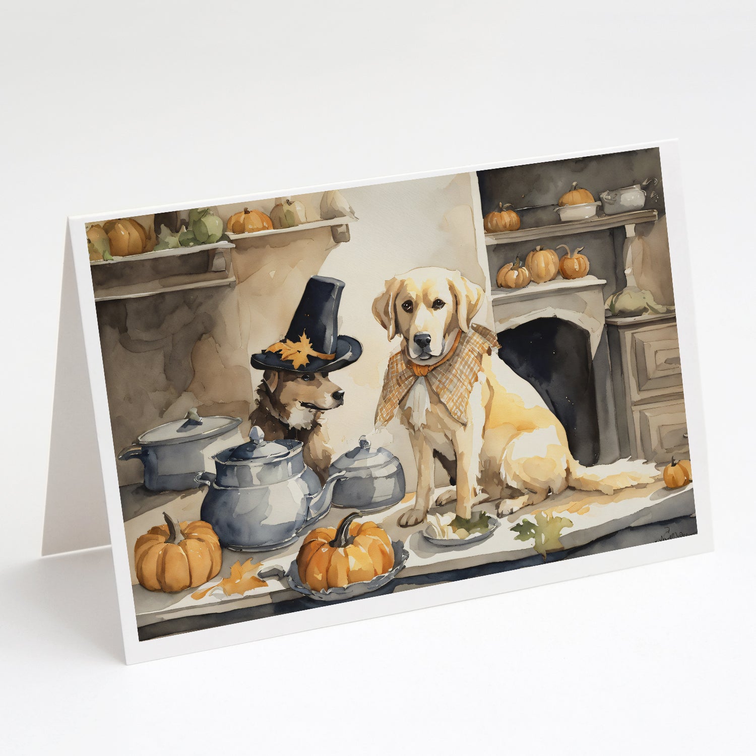 Buy this Yellow Lab Fall Kitchen Pumpkins Greeting Cards Pack of 8