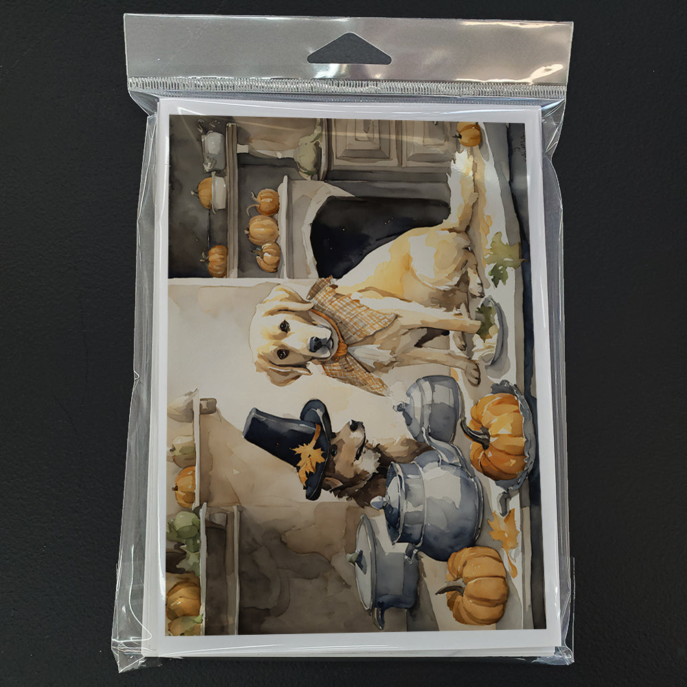 Yellow Lab Fall Kitchen Pumpkins Greeting Cards Pack of 8