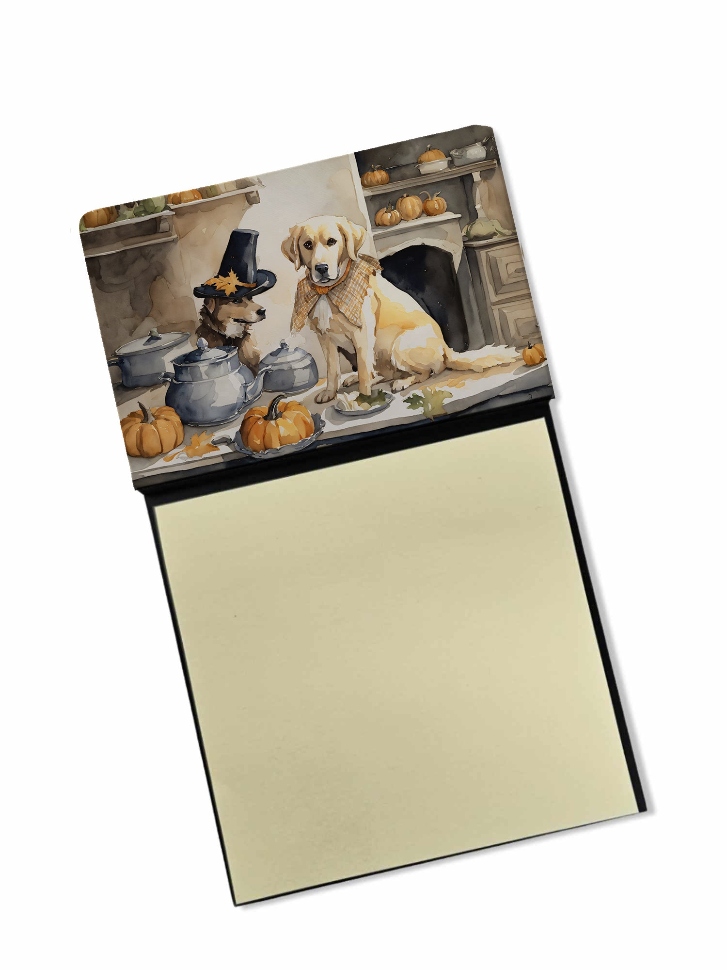 Buy this Yellow Lab Fall Kitchen Pumpkins Sticky Note Holder