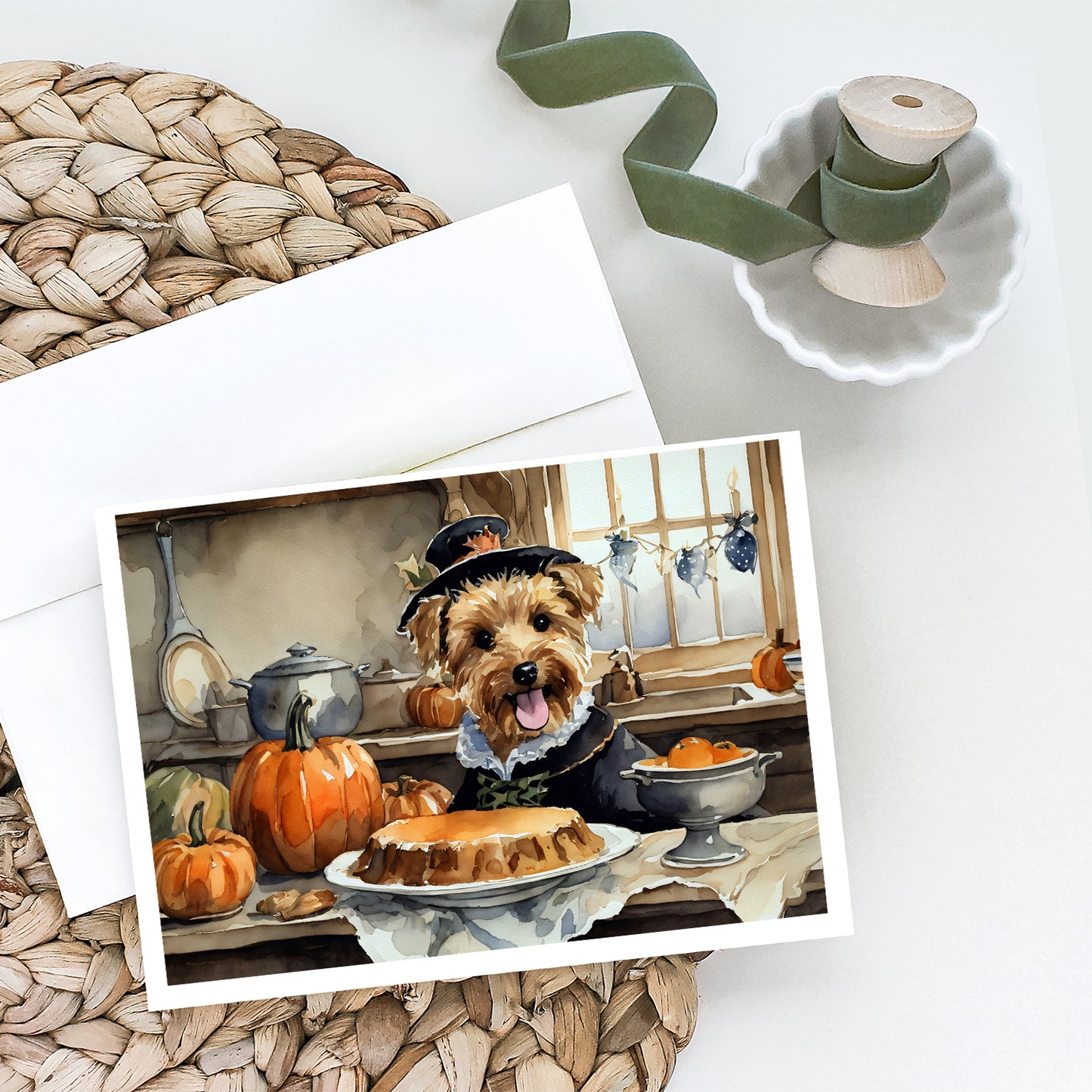 Lakeland Terrier Fall Kitchen Pumpkins Greeting Cards Pack of 8