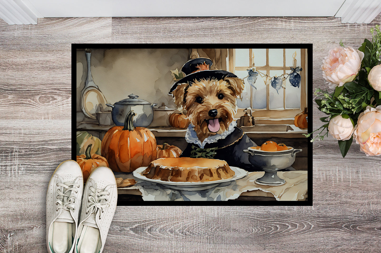 Lakeland Terrier Fall Kitchen Pumpkins Doormat